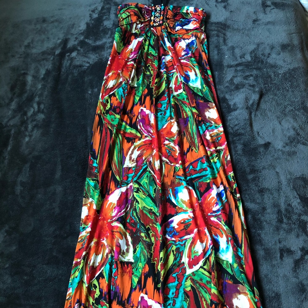 Long floral print maxi dress